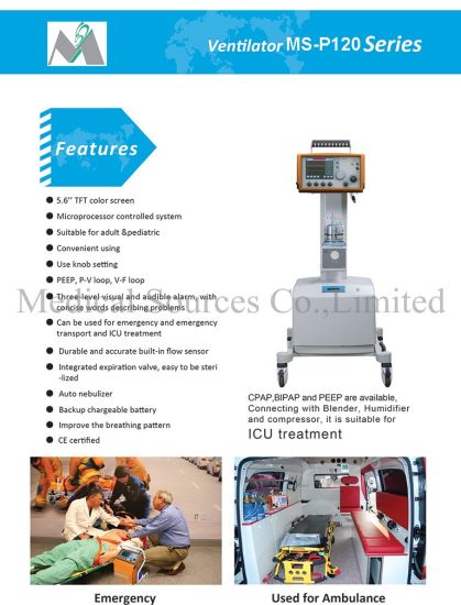 para uso en ambulancias con el ventilador portátil de emergencia Ce