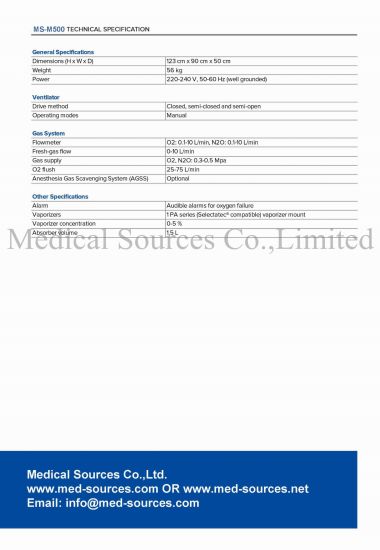 (MS-M500) Pantalla táctil médica Halotano Isoflurano Enflurano Vaporizador de sevofluano Anestesia