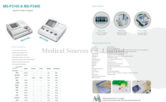 (MS-3400) Analizador de proteínas portátil de alta calidad y alta calidad Analizador Hba1c